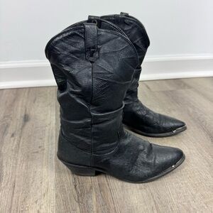 Dingo Slouch Black Cowboy Boots Size 8 Leather Western Boho Festival Concert